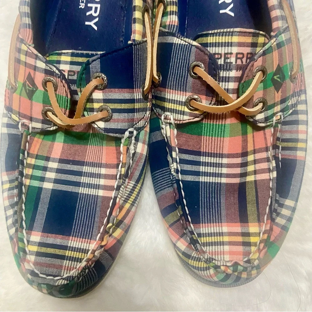 Sperry Men's Plaid Boat Shoes - Blue and Green